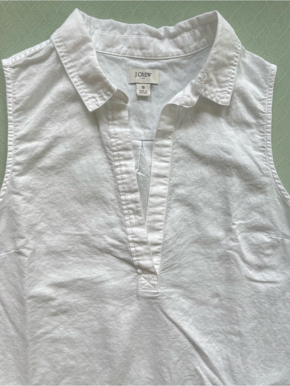 J. Crew White Linen Blend Popover Collared Top - Picture 2 of 7